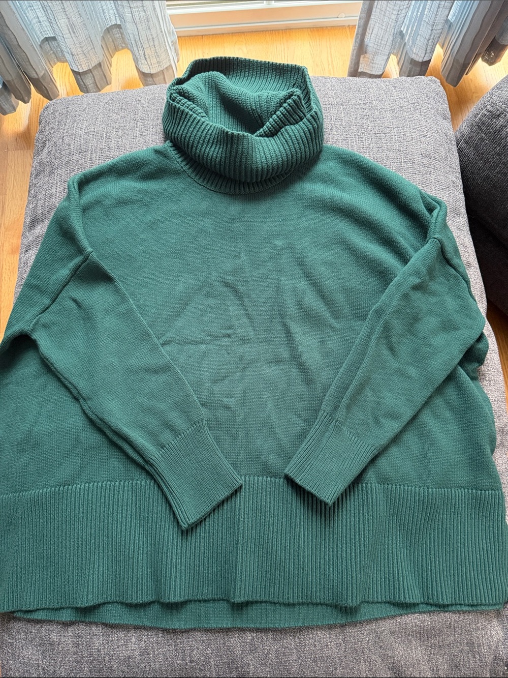 LOFT Forest Green Ribbed Turtleneck Sweater